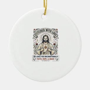 Jesus Sewing Quilting Shirt Christian Graphic_1 Ceramic Ornament