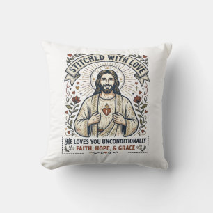 Jesus Sewing Quilting Shirt Christian Graphic_1 Throw Pillow