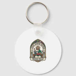 Jesus Sewing Repair Mended Heart Jesus Sewing Repa Keychain