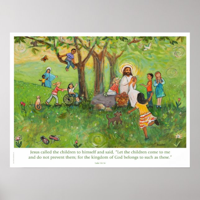 Jesus sharing communion with children poster (Front)