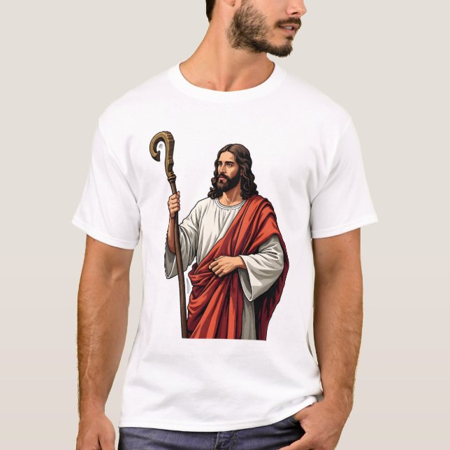 Jesus Shepherd Staff Vintage Engraving Tee 2 (Front)