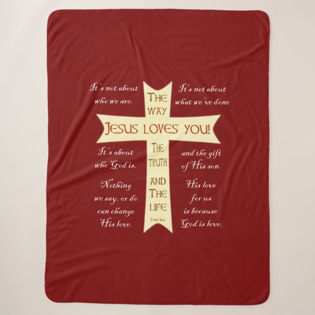 Jesus Sherpa Blanket - Red (Front)