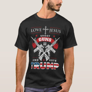 Jesus. Shoot Guns. And Vote Trump 2020 Flag  T-Shirt
