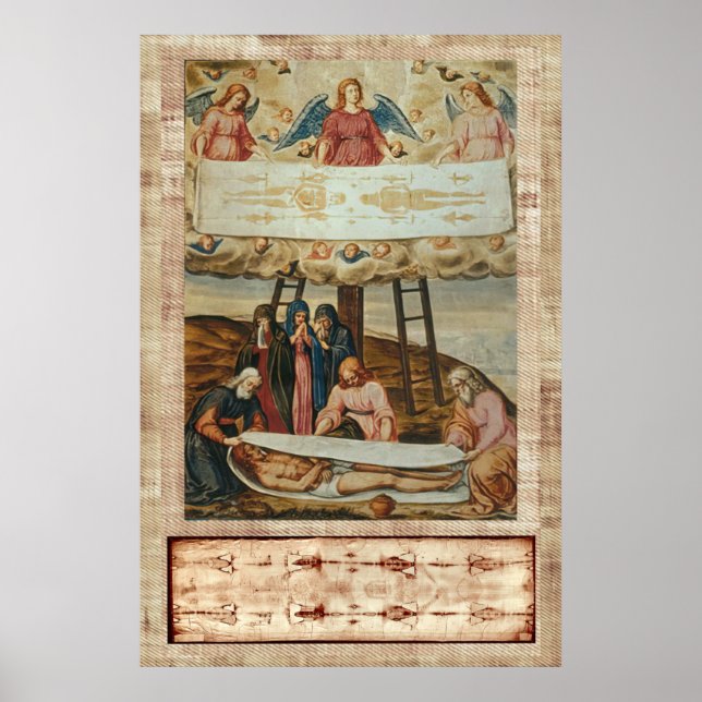 Jesus Shroud of Turin and Descent from the Cross  Poster (Front)