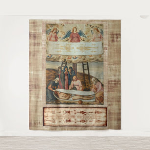 Jesus Shroud of Turin and Descent from the Cross  Tapestry