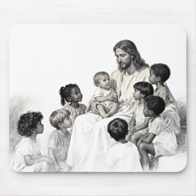 Jesus Sitting with Children Mouse Pad (Front)