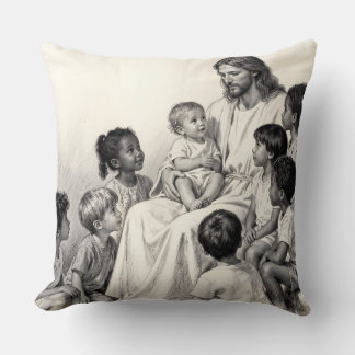 Jesus Sitting with Children Throw Pillow