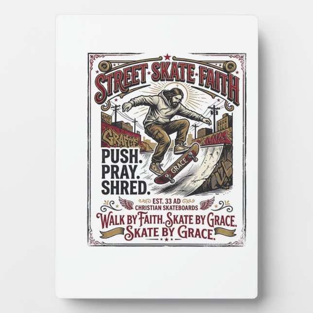 Jesus Skate Longboard Shirt Christian Plaque (Front)