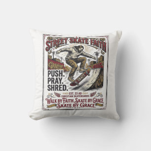 Jesus Skate Longboard Shirt Christian Throw Pillow