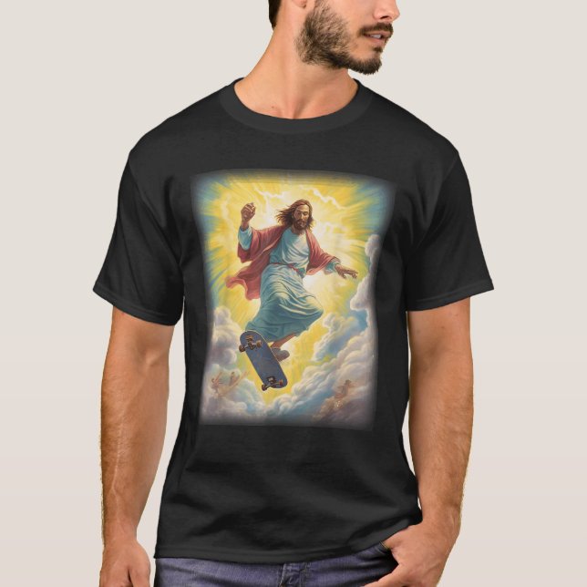 Jesus Skateboarder Heaven Skateboard Christian Uni T-Shirt (Front)