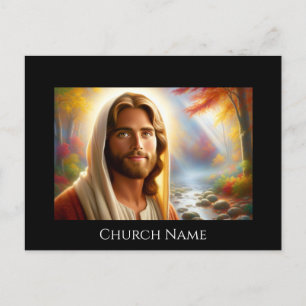 Jesus Smiling in a Heavenly Forest Postcard