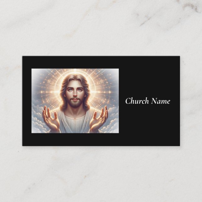 Jesus Smiling with Welcoming Hands Business Card (Front)