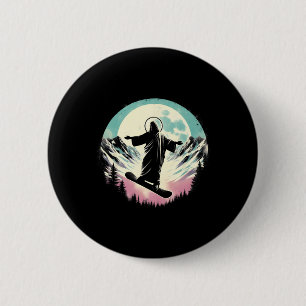 Jesus Snowboarding - Funny Christian Religious Sno 2 Inch Round Button