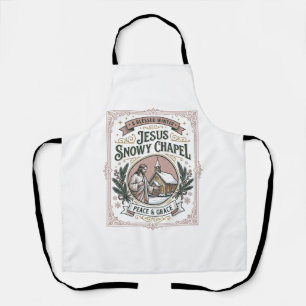 Jesus Snowy Chapel Jesus Snowy Chapel Christian Fa Apron