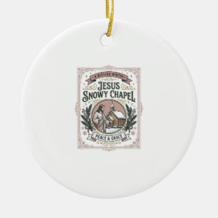 Jesus Snowy Chapel Jesus Snowy Chapel Christian Fa Ceramic Ornament