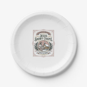 Jesus Snowy Chapel Jesus Snowy Chapel Christian Fa Paper Plate