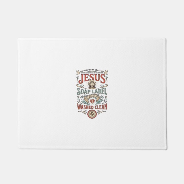 Jesus Soap Label Washed Clean Jesus Soap Washed Cl Doormat (Front)
