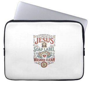Jesus Soap Label Washed Clean Jesus Soap Washed Cl Laptop Sleeve