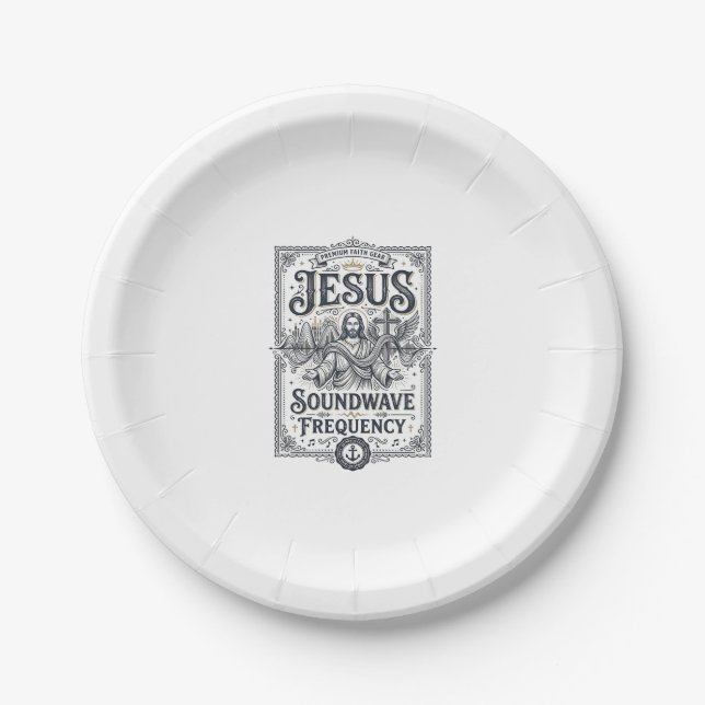 Jesus Soundwave Frequency Jesus Soundwave Frequenc Paper Plate (Front)