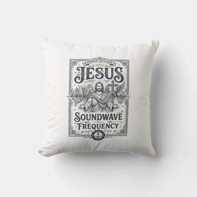 Jesus Soundwave Frequency Jesus Soundwave Frequenc Throw Pillow (Front)
