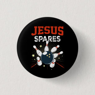 Jesus Spares Funny Christian Bowling Bowler Sport  1 Inch Round Button