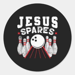 Jesus Spares Funny Christian Bowling  Classic Round Sticker