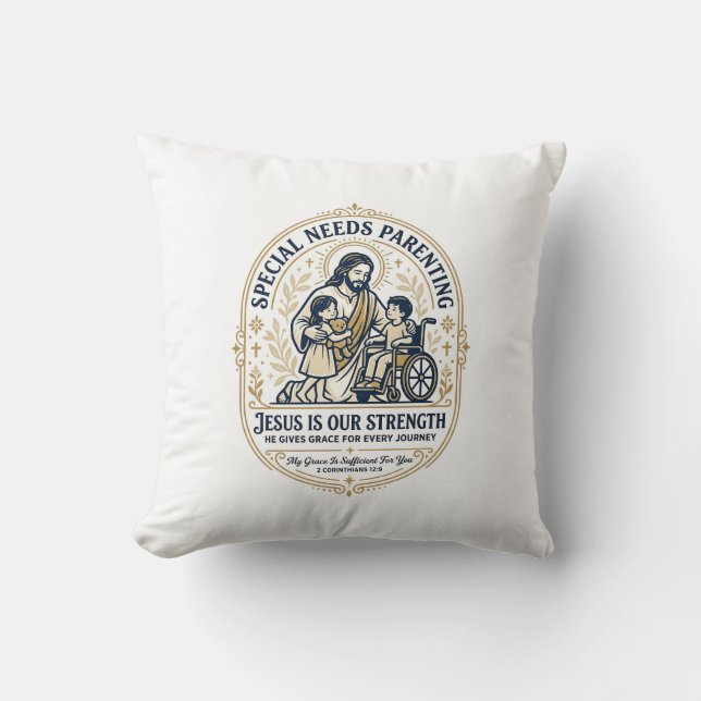 Jesus Special Needs Parenting Shirt Faith Based De Throw Pillow (Front)