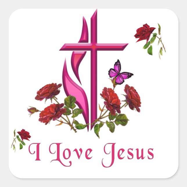 Jesus  square sticker (Front)