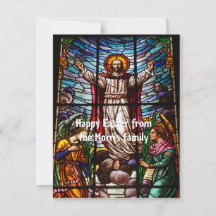 Jesus/Stained Glass Happy Easter editable text Card