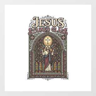 Jesus Stained Glass Jesus Stained Glass Cathedral  Window Cling