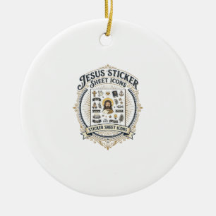Jesus Sticker Sheet Icons Jesus Sticker Sheet Icon Ceramic Ornament