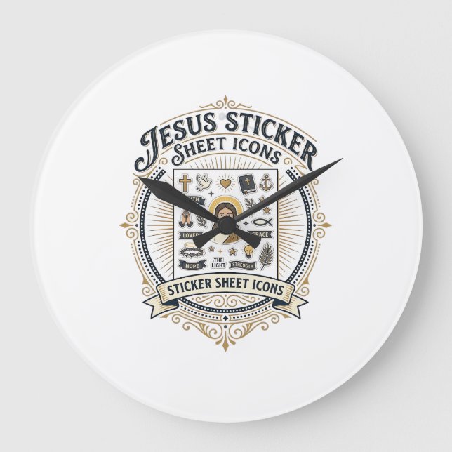 Jesus Sticker Sheet Icons Jesus Sticker Sheet Icon Large Clock (Front)