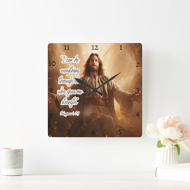 Jesus: Strength, Philippians, Time Square Wall Clock (Home)