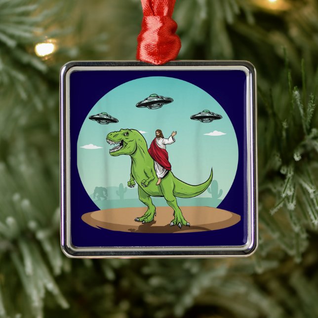 Jésus sur Dinosaur OVNI ornement de Noël (Arbre)