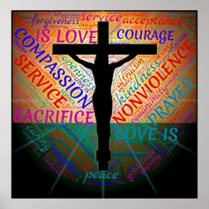 Jésus sur la croix, Non-violence, affiche d'accept