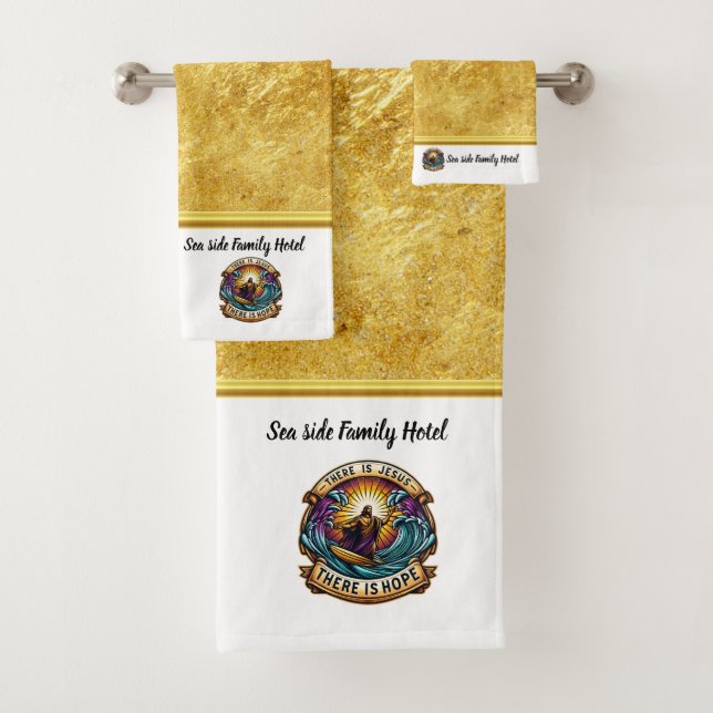Jesus Surfing Brings Daily Faithful Joy Bath Towel Set (Insitu)