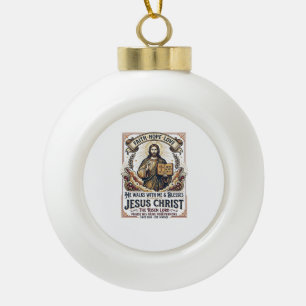 Jesus Surfing T-Shirt Inspirational Faith Ceramic Ball Christmas Ornament