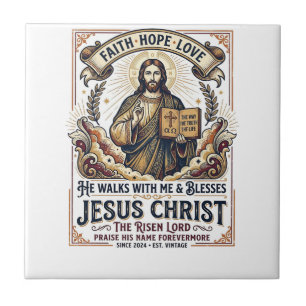 Jesus Surfing T-Shirt Inspirational Faith Tile