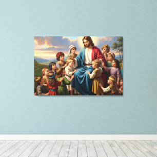 Jesus Surrounded by Children Canvas Print