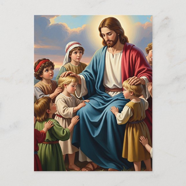 Jesus Surrounded by Children Postcard (Front)