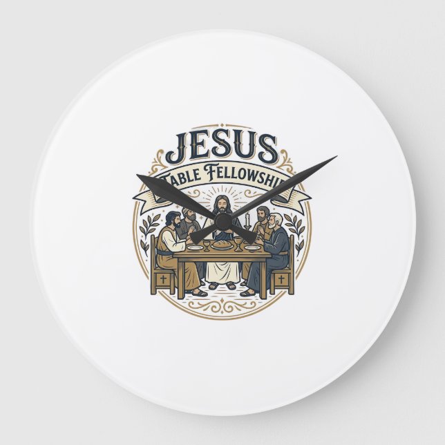 Jesus Table Fellowship Jesus Table Fellowship Chri Large Clock (Front)