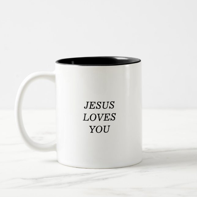 Jésus t'aime Foi chrétienne Citation Café Mug (Gauche)