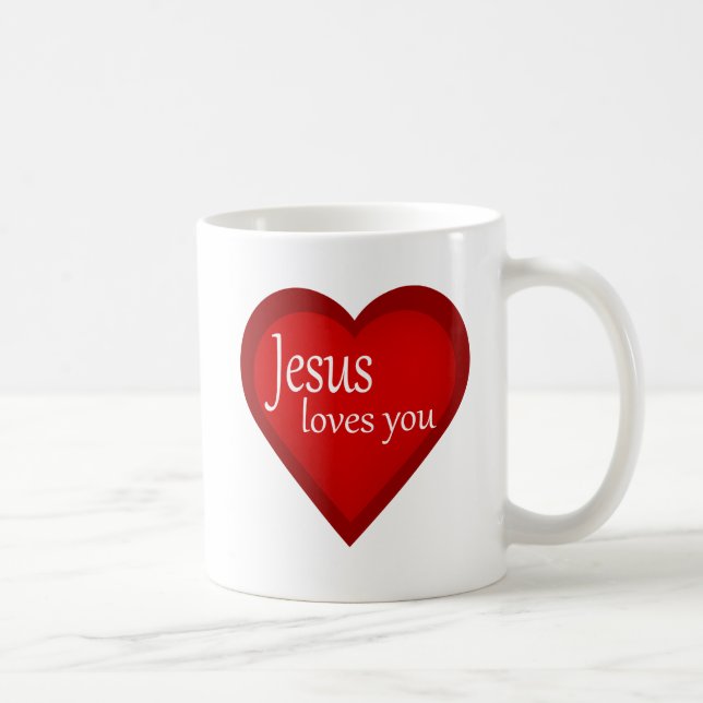 Jésus t'aime le coeur de la Mug Affirmative (Droite)