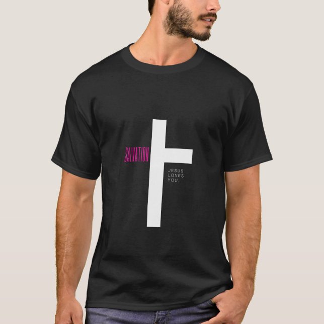 Jésus t'aime" T-shirt inspiré de la foi - Étendre  (Devant)