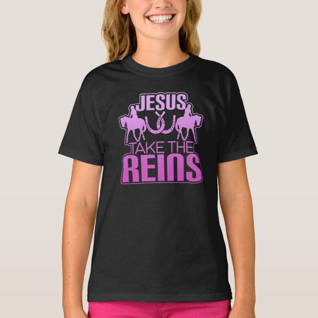 Jesus Take The Reins Cool Race Horse T   T- T-Shirt (Front)