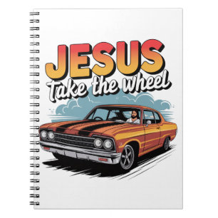 Jesus Take the Wheel Vintage Muscle Car Notebook