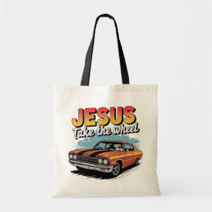 Jesus Take the Wheel Vintage Muscle Car Tote Bag