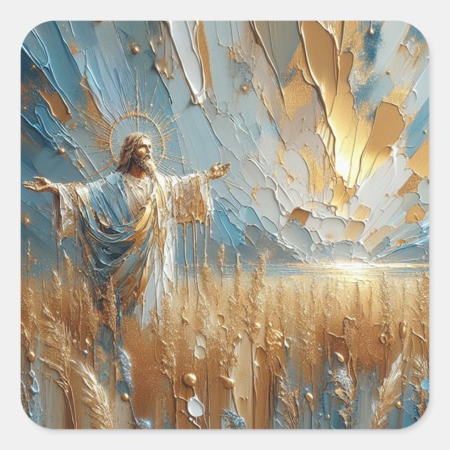 Jesus Talking Father - Jesus Series Art Collection Square Sticker (Front)