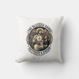 Jesus Tattoo Artist Studio T-Shirt Inspirational F Throw Pillow