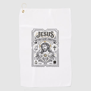 Jesus Tattoo Flash Christian Jesus Tattoo Flash Ch Golf Towel